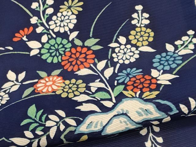 平和屋着物＊夏物　小紋　絽　草花文　正絹　逸品　CABH0943ou