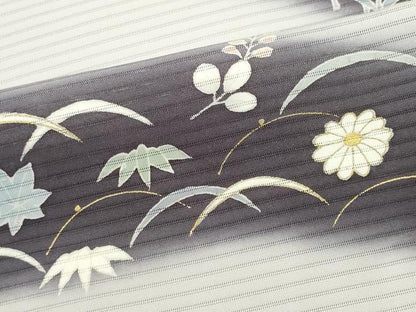 平和屋着物＊夏物　訪問着　絽　刺繍　道長草花文　金彩　正絹　逸品　CABH0945ou