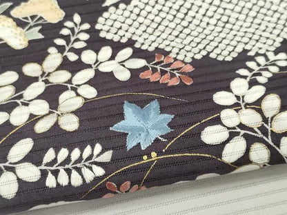 平和屋着物＊夏物　訪問着　絽　刺繍　道長草花文　金彩　正絹　逸品　CABH0945ou