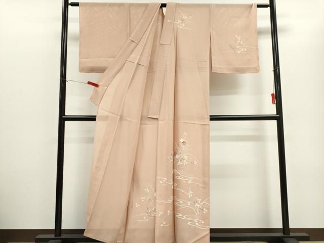 平和屋着物＊夏物　訪問着　絽　刺繍　流水草花文　正絹　逸品　未使用　CABH0947ou