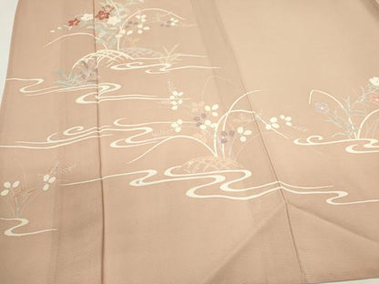 平和屋着物＊夏物　訪問着　絽　刺繍　流水草花文　正絹　逸品　未使用　CABH0947ou
