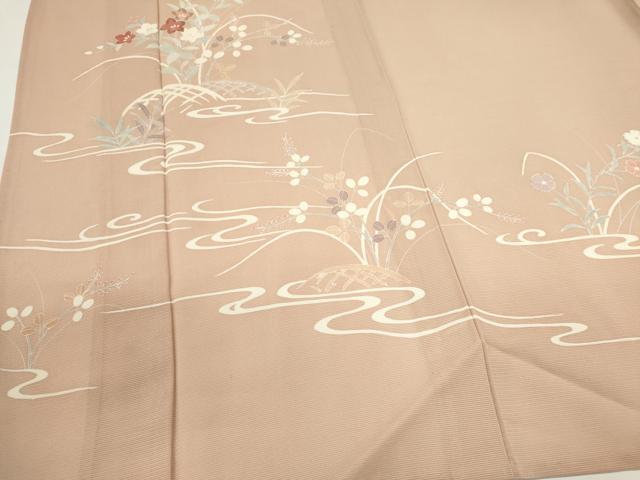平和屋着物＊夏物　訪問着　絽　刺繍　流水草花文　正絹　逸品　未使用　CABH0947ou