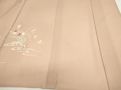 平和屋着物＊夏物　訪問着　絽　刺繍　流水草花文　正絹　逸品　未使用　CABH0947ou
