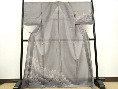 平和屋着物＊夏物　訪問着　ぜんまい紬　紗　樹林文　ロング丈　正絹　逸品　CABH0950ou