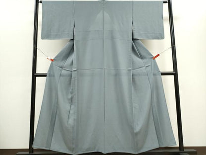 平和屋着物＊夏物　色無地　絽　桔梗鼠色　正絹　逸品　CABH0953ou