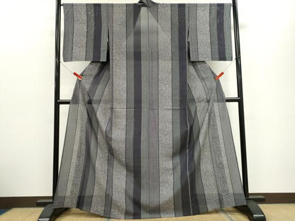 平和屋着物＊夏物　小紋　絽　間道　正絹　逸品　CABH0954ou