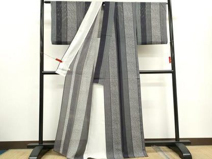 平和屋着物＊夏物　小紋　絽　間道　正絹　逸品　CABH0954ou