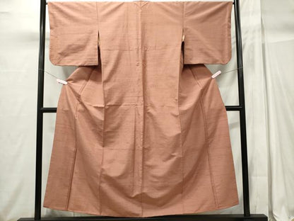 平和屋着物■上質な色無地　紬地　遠州茶色　正絹　逸品　CABH0978ou