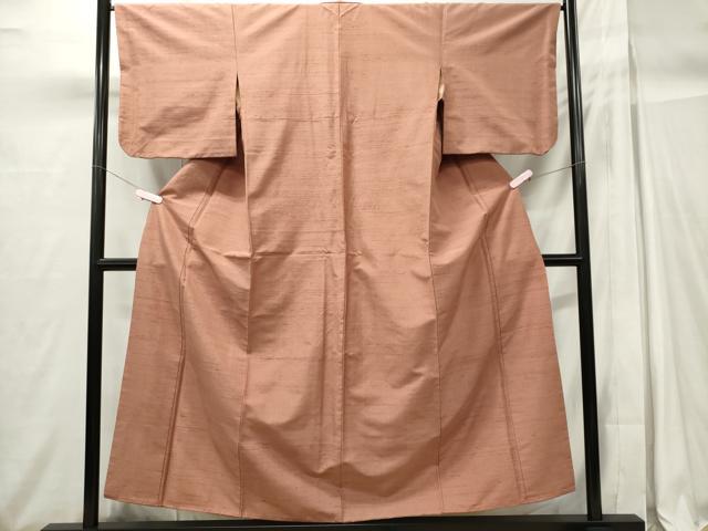 平和屋着物■上質な色無地　紬地　遠州茶色　正絹　逸品　CABH0978ou