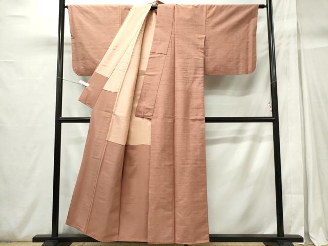 平和屋着物■上質な色無地　紬地　遠州茶色　正絹　逸品　CABH0978ou
