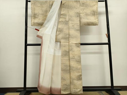 平和屋着物■上質な小紋　手描き　草花文　暈し染め　正絹　逸品　CABH1080ou