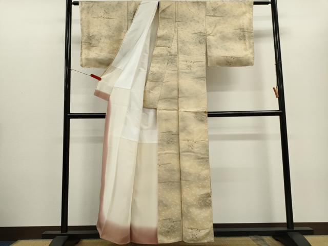 平和屋着物■上質な小紋　手描き　草花文　暈し染め　正絹　逸品　CABH1080ou