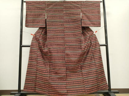 平和屋着物■上質な紬　琉球絣文様　正絹　逸品　CABH1082ou