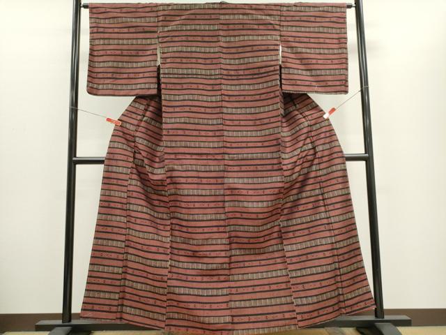 平和屋着物■上質な紬　琉球絣文様　正絹　逸品　CABH1082ou