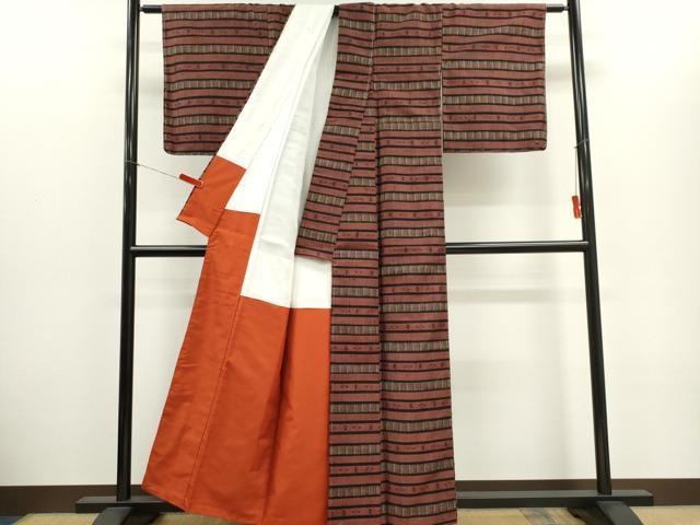 平和屋着物■上質な紬　琉球絣文様　正絹　逸品　CABH1082ou