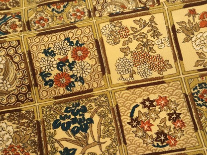 平和屋着物■上質な小紋　格子草花文　正絹　逸品　CABH1084ou