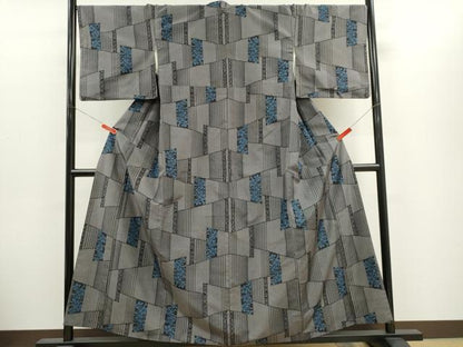 平和屋着物■本場大島紬　幾何学花文　正絹　逸品　CABH1085ou
