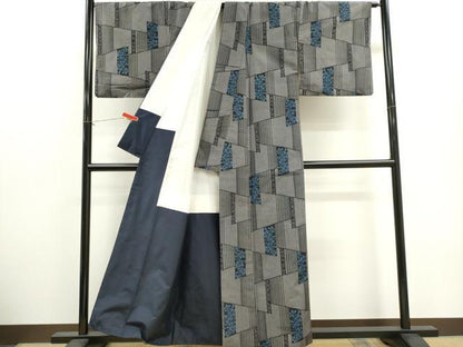 平和屋着物■本場大島紬　幾何学花文　正絹　逸品　CABH1085ou