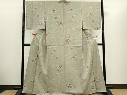 平和屋着物■上質な小紋　枝花文　正絹　逸品　CABH1086ou