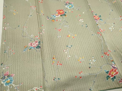 平和屋着物■上質な小紋　枝花文　正絹　逸品　CABH1086ou