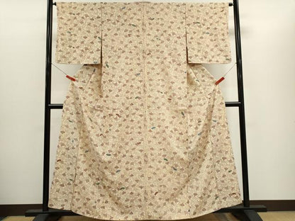 平和屋着物■上質な紬　扇面文　正絹　逸品　CABH1092ou