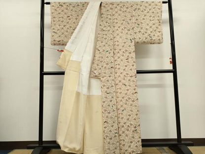 平和屋着物■上質な紬　扇面文　正絹　逸品　CABH1092ou