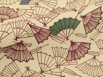 平和屋着物■上質な紬　扇面文　正絹　逸品　CABH1092ou