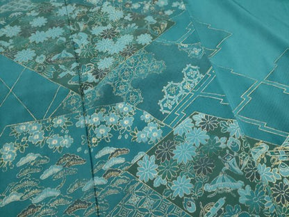 平和屋着物■訪問着　松皮菱吉祥花文　金彩　正絹　逸品　CABH1094ou
