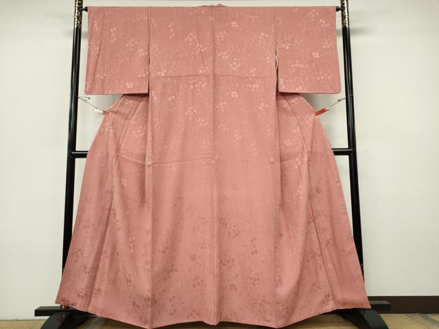 平和屋着物■上質な色無地　草花地紋　ときがら茶色　正絹　逸品　CABH1097ou