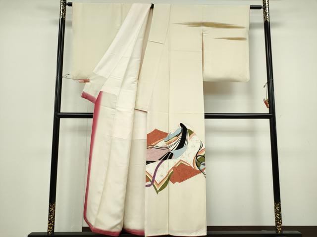 平和屋着物■訪問着　手描き　十二単　金彩　正絹　逸品　CABH1099ou
