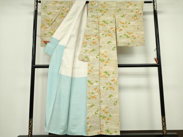 平和屋着物■上質な小紋　手描き　舞蝶花文　正絹　逸品　CABH1100ou