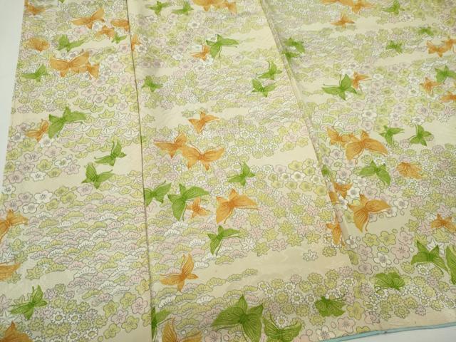 平和屋着物■上質な小紋　手描き　舞蝶花文　正絹　逸品　CABH1100ou