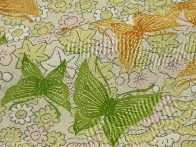平和屋着物■上質な小紋　手描き　舞蝶花文　正絹　逸品　CABH1100ou