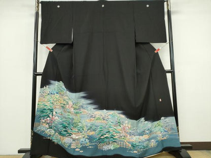 平和屋着物■豪華黒留袖　作家物　風景文　暈し染め　正絹　逸品　CABH1101ou