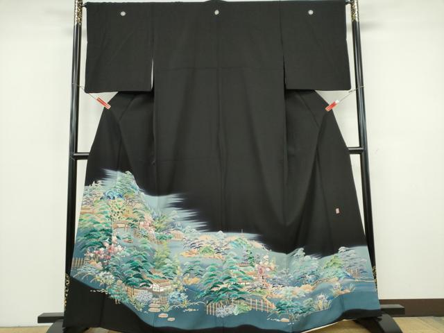 平和屋着物■豪華黒留袖　作家物　風景文　暈し染め　正絹　逸品　CABH1101ou