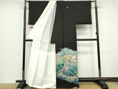 平和屋着物■豪華黒留袖　作家物　風景文　暈し染め　正絹　逸品　CABH1101ou