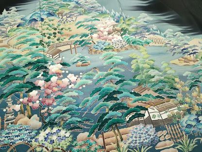 平和屋着物■豪華黒留袖　作家物　風景文　暈し染め　正絹　逸品　CABH1101ou