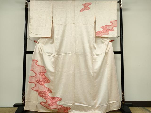 平和屋着物■訪問着　絞り　霞青海波文　正絹　逸品　CABH1109ou