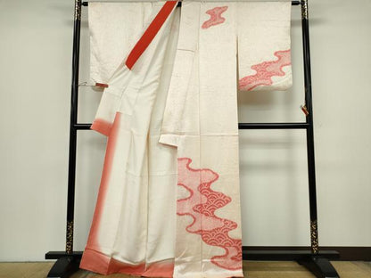 平和屋着物■訪問着　絞り　霞青海波文　正絹　逸品　CABH1109ou