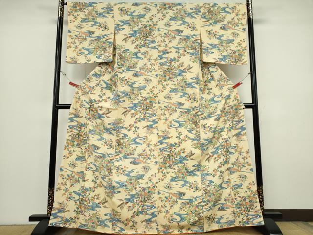 平和屋着物■上質な小紋　流水御所車花文　正絹　逸品　CABH1110ou