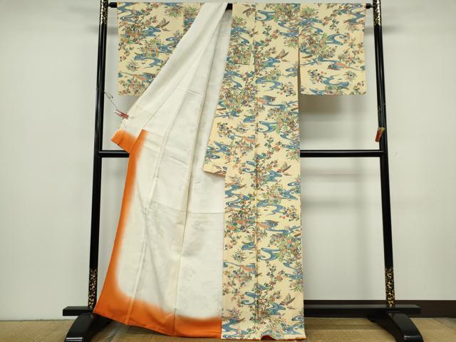 平和屋着物■上質な小紋　流水御所車花文　正絹　逸品　CABH1110ou