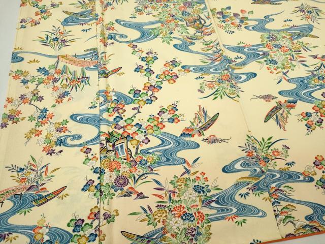 平和屋着物■上質な小紋　流水御所車花文　正絹　逸品　CABH1110ou