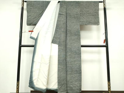 平和屋着物■上質な小紋　霞文　黒地　正絹　逸品　CABH1113ou