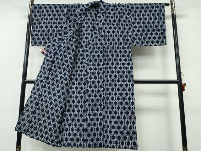 平和屋着物∴夏物　男性　浴衣　綿紅梅　鎖文様　日本製　綿　逸品　CABH1205ng