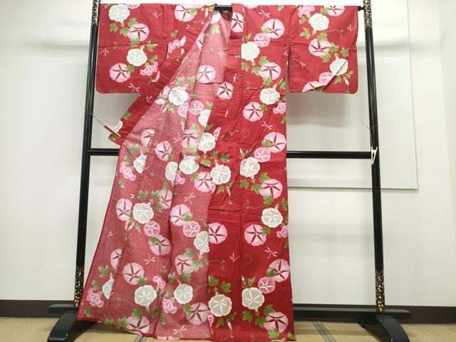 平和屋着物∴夏物 浴衣 綿紅梅 朝顔 金彩 綿 逸品 CABH1208ng