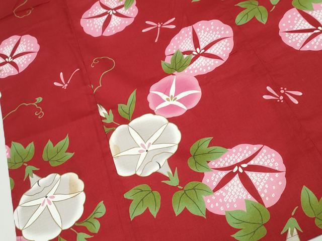 平和屋着物∴夏物 浴衣 綿紅梅 朝顔 金彩 綿 逸品 CABH1208ng
