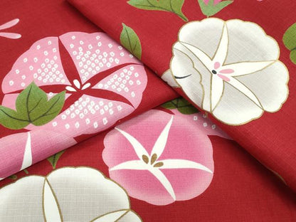 平和屋着物∴夏物 浴衣 綿紅梅 朝顔 金彩 綿 逸品 CABH1208ng