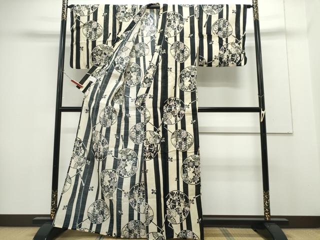 平和屋着物∴夏物 浴衣 団扇花間道 綿 逸品 CABH1209ng