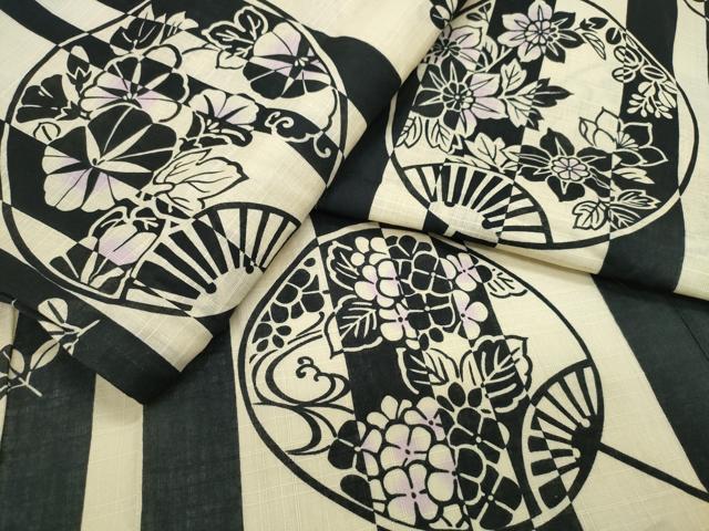 平和屋着物∴夏物 浴衣 団扇花間道 綿 逸品 CABH1209ng