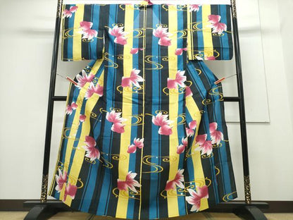 平和屋着物∴夏物 浴衣 金魚 流水間道 綿 逸品 CABH1210ng